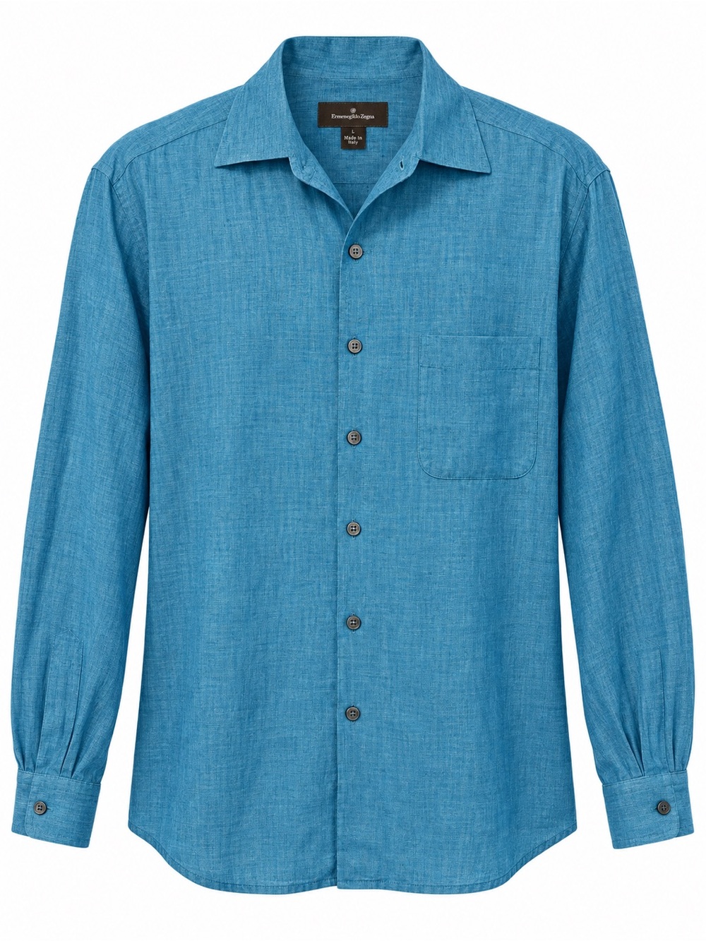 Ermenegildo Zegna 100% Linen Button Down Shirt Blue Made in Italy Men’s Large